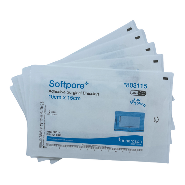 Softpore Adhesive Water Repellant Dressings 10cm x 15cm