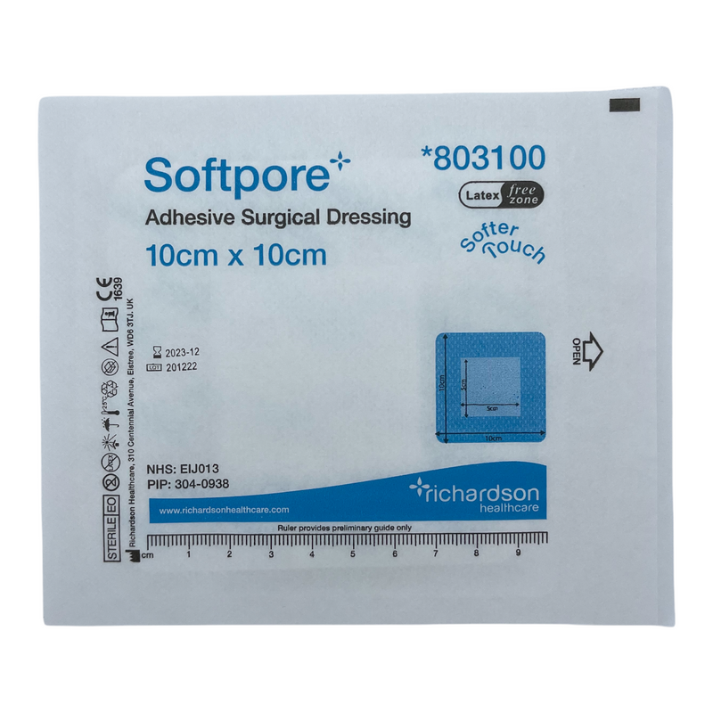 Softpore Adhesive Water Repellant Dressings 10cm x 10cm