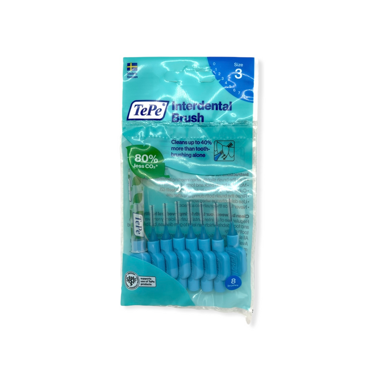 TePe Interdental Brushes Pack of 8 Blue - ISO Size 3 / 0.60mm