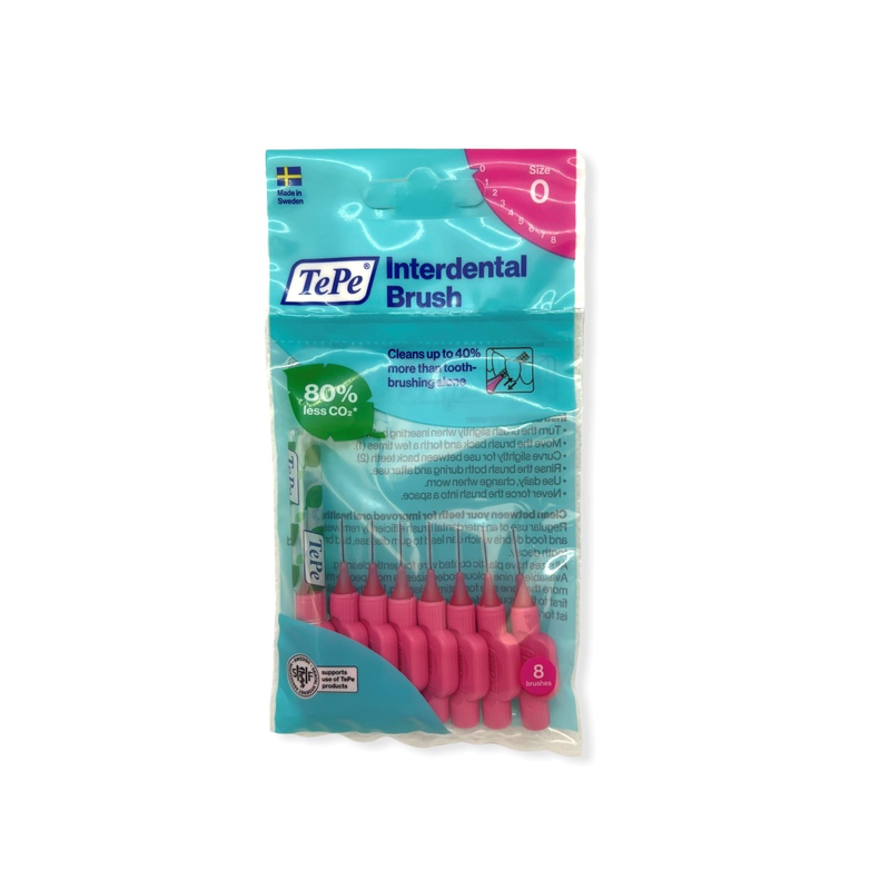 TePe Interdental Brushes Pack of 8 Pink - ISO Size 0 / 0.40mm