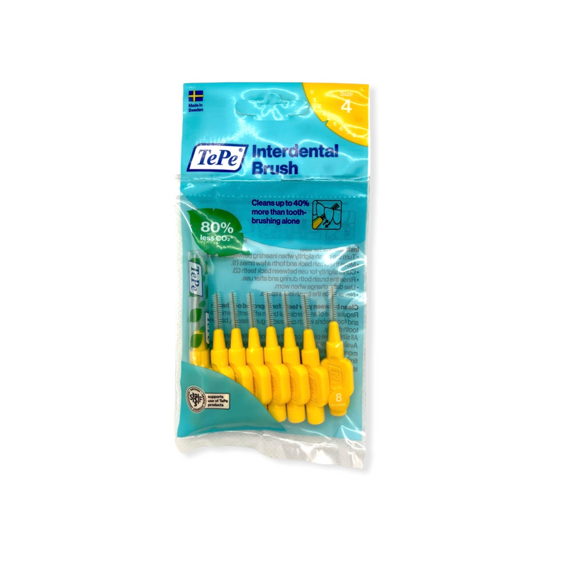 TePe Interdental Brushes Pack of 8 Yellow - ISO Size 4 / 0.70mm